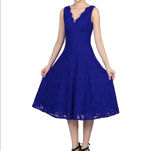 Jolie Moi Royal Blue 50s dress - Picture 5 of 6